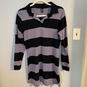 Wild Fable Black and Purple Striped Women's Rugby Dress